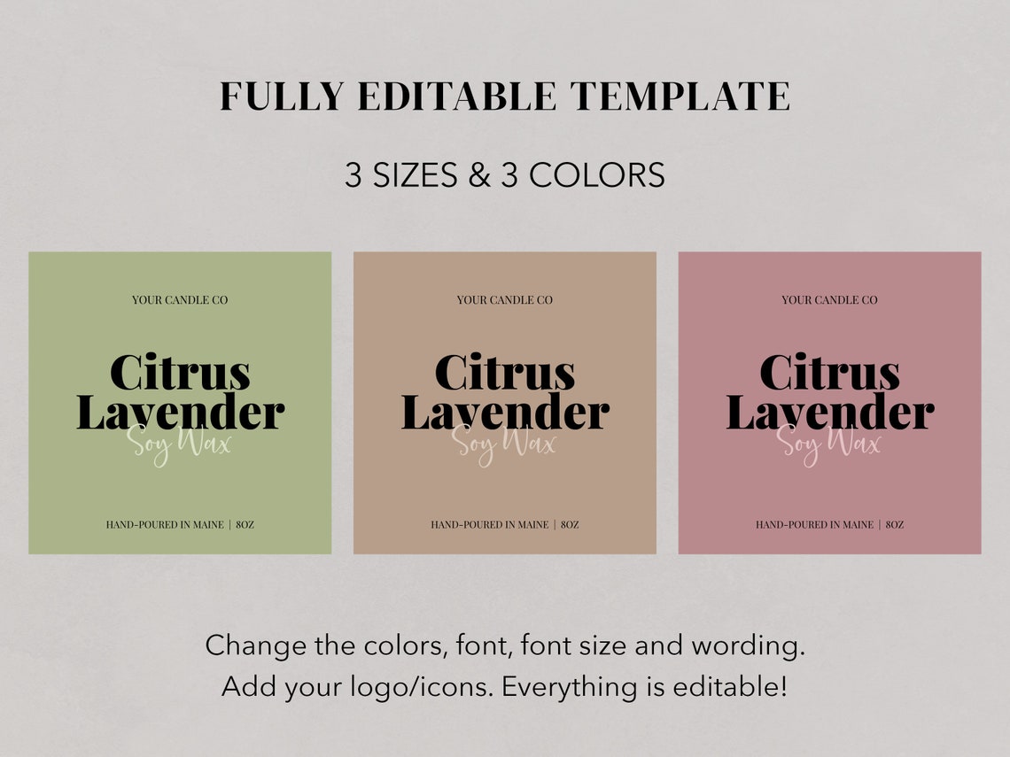 Modern Candle Label Template, Printable Jar Label, DIY Product Label, Label Design, Customizable ...