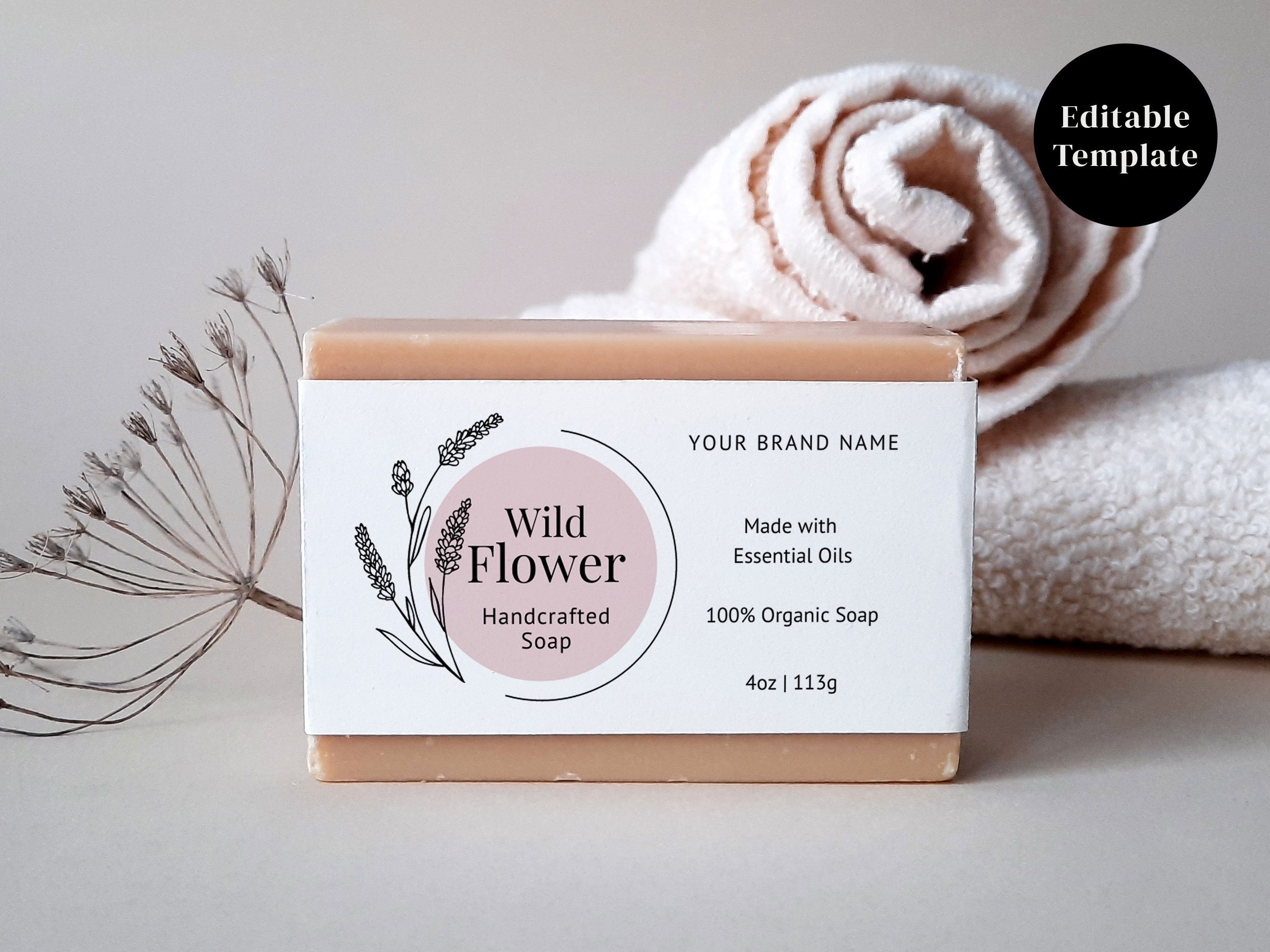 Wild Flower Soap Bar Label Template Custom Soap Label - Etsy