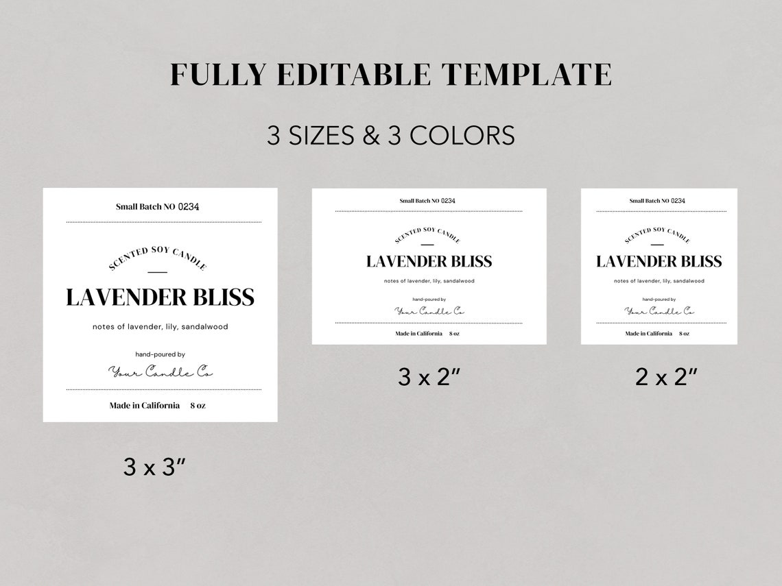 Classic Candle Label Template, Printable Jar Label, DIY Product Label, Customizable Label, Canva ...