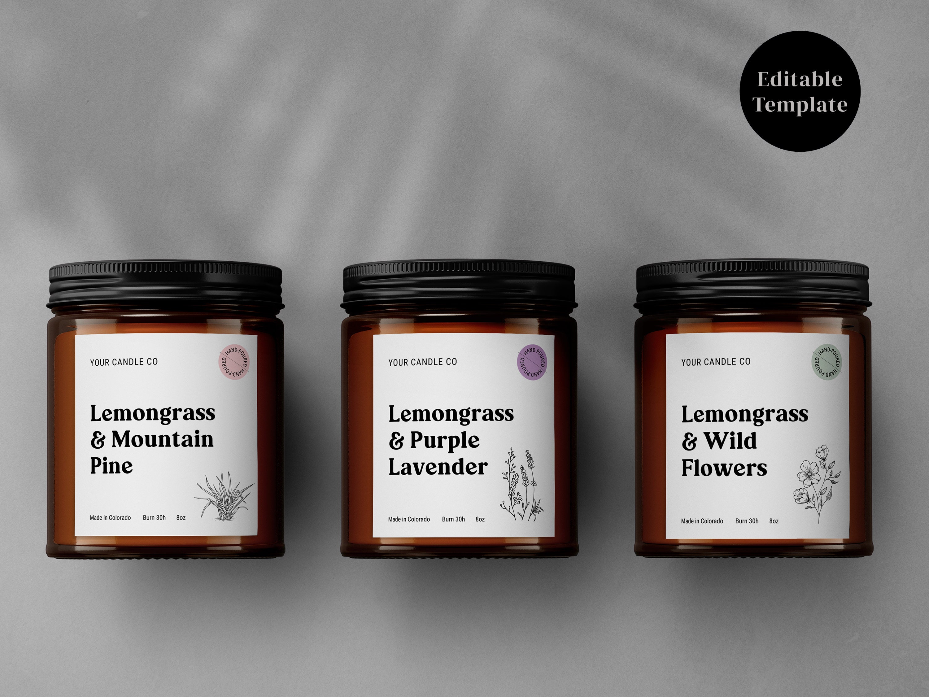 Modern Candle Label Template, Printable Jar Label, DIY Product Label, Label Design, Customizable ...