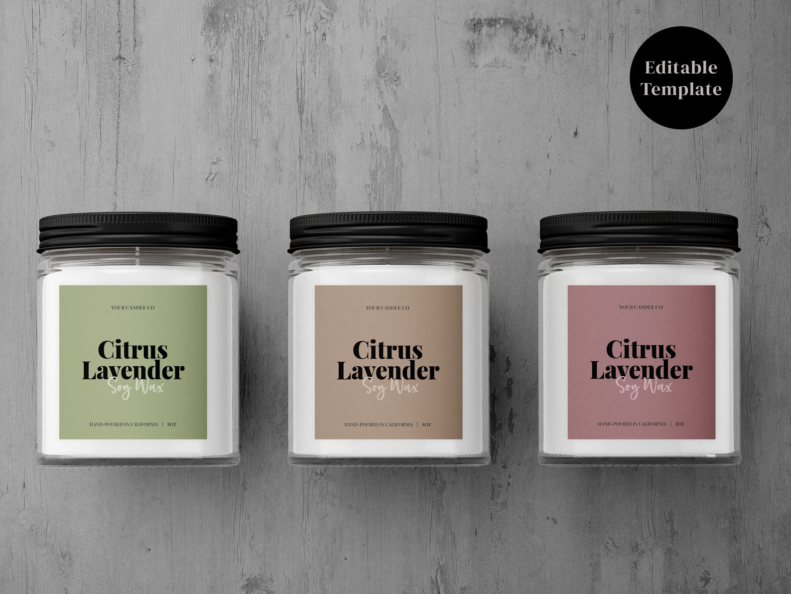 Modern Candle Label Template, Printable Jar Label, DIY Product Label, Label Design, Customizable ...