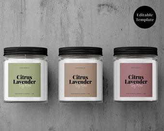 Modern Candle Label Template, Printable Jar Label, DIY Product Label, Label Design, Customizable Label, Canva Template, Instant Download