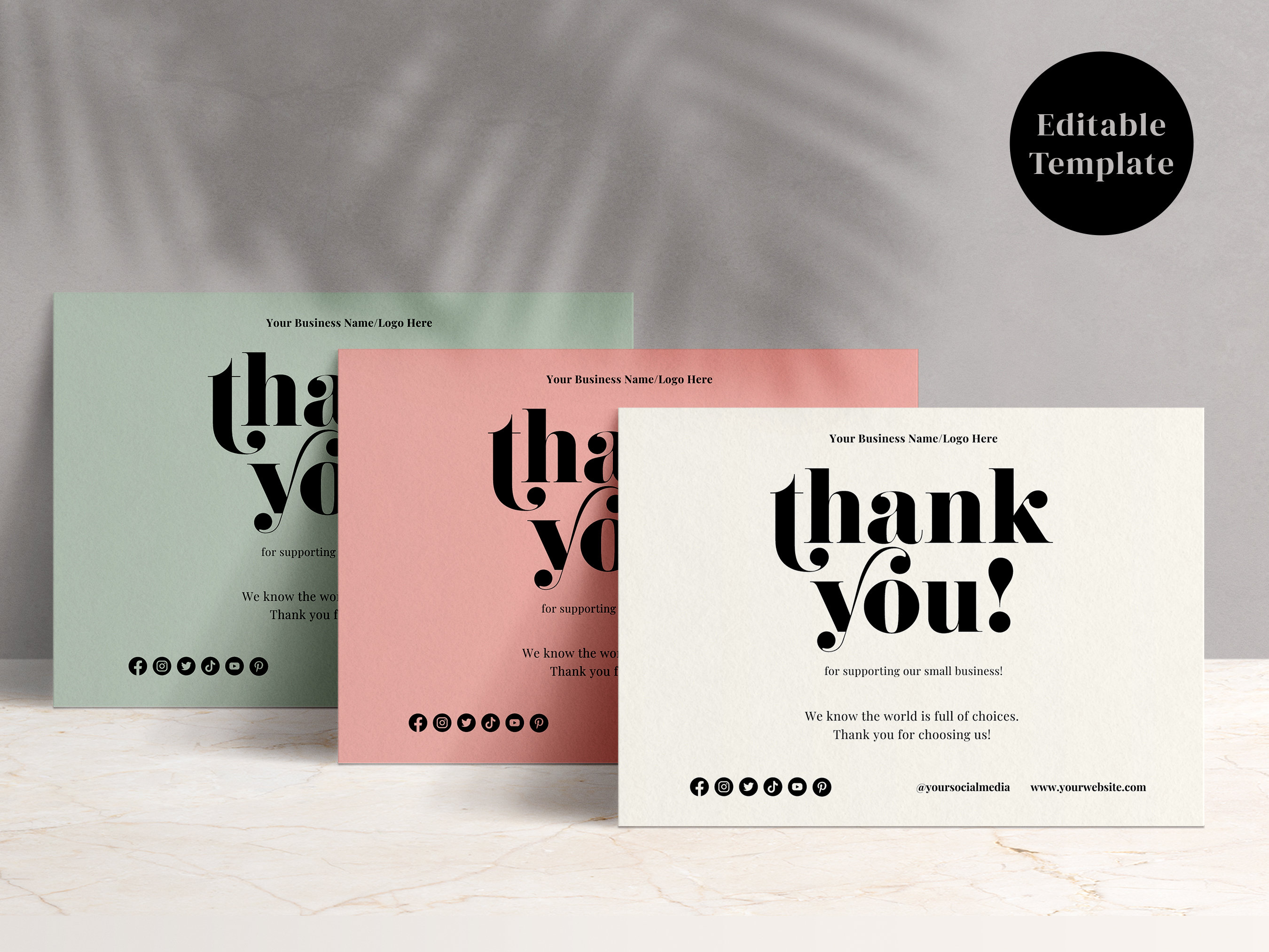 Editable Business Thank You Card Template (canva, Instant Download) - Etsy
