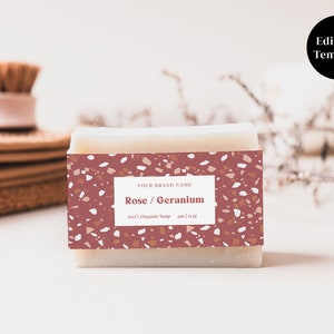 Terrazzo Soap Bar Label Template, Custom Soap Label Template, DIY Printable Soap Labels, DIY Canva Template