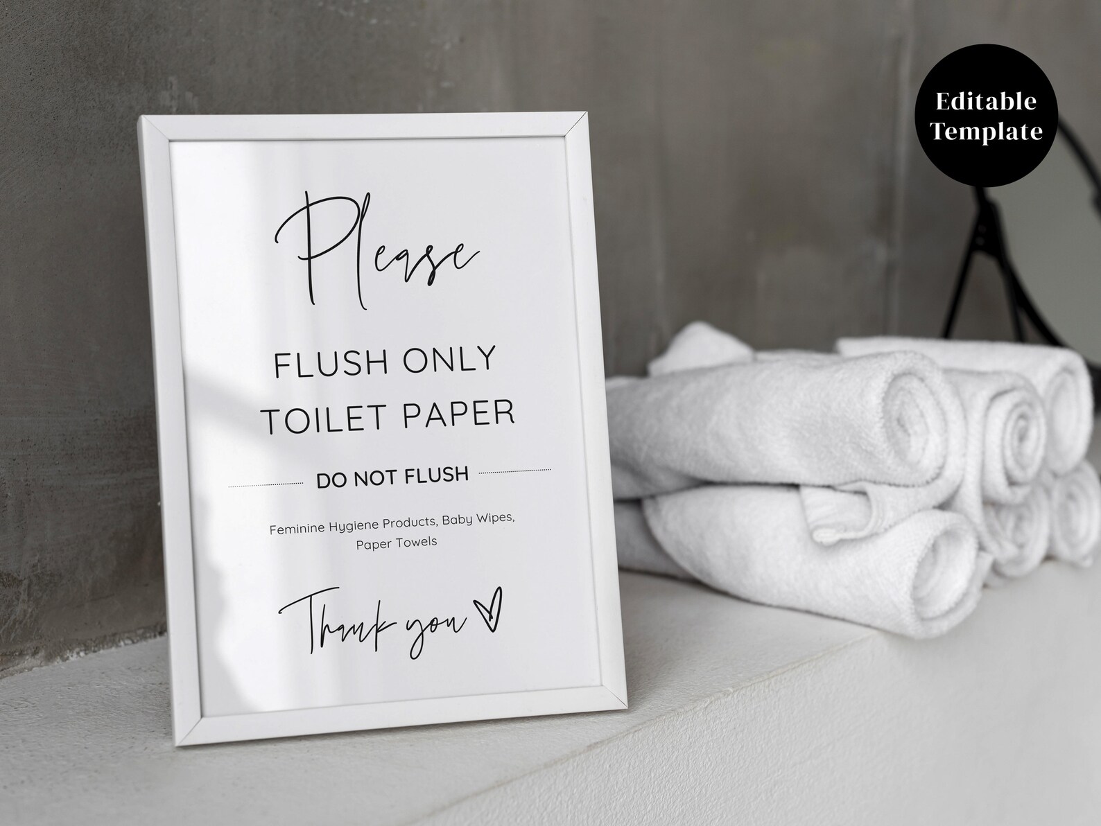 Modern Please Flush Only Toilet Paper Airbnb Bathroom Sign Etsy