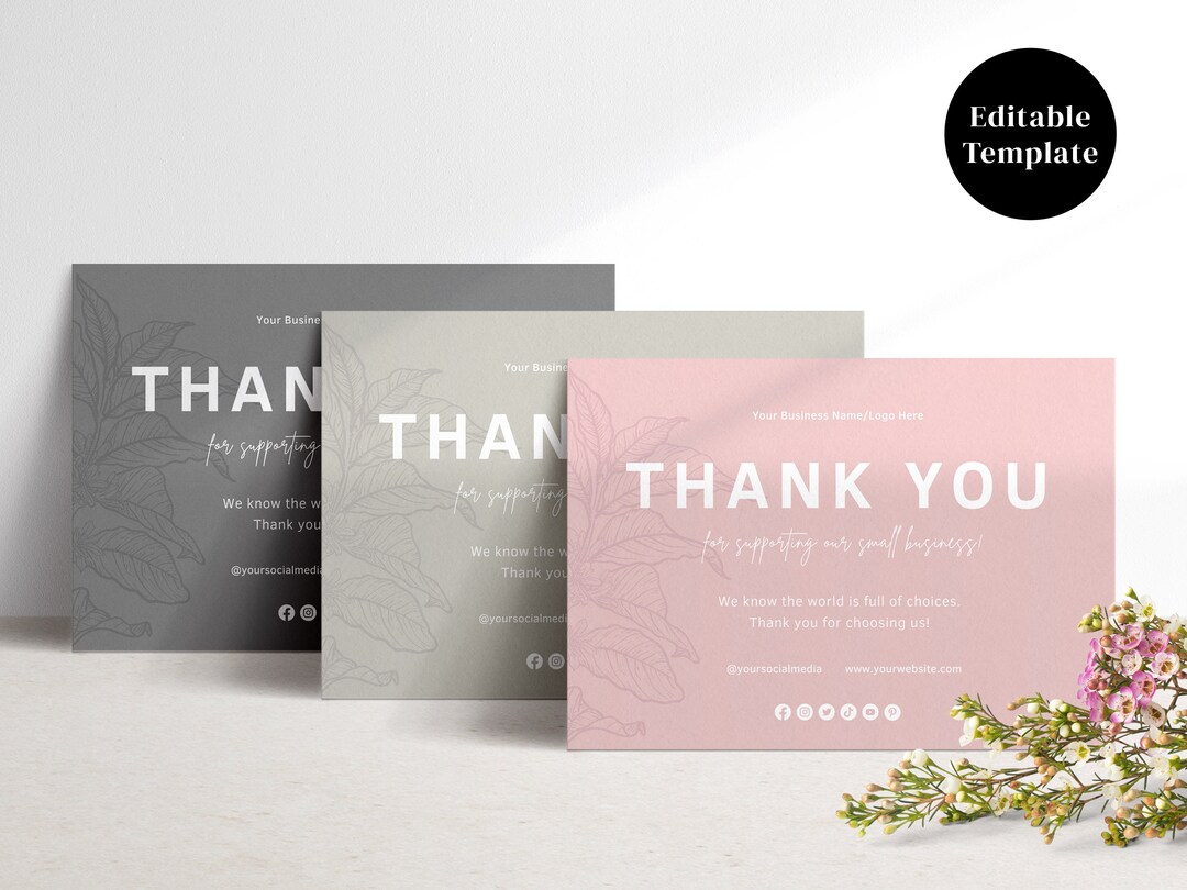 Modern Business Thank You Card Template: Editable Canva Design (digital ...