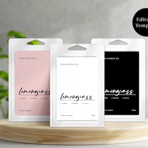 Minimal Script Wax Melts Label Template, DIY Wax Melt Label Template, Label Design, Customizable Label, Canva Template, Instant Download