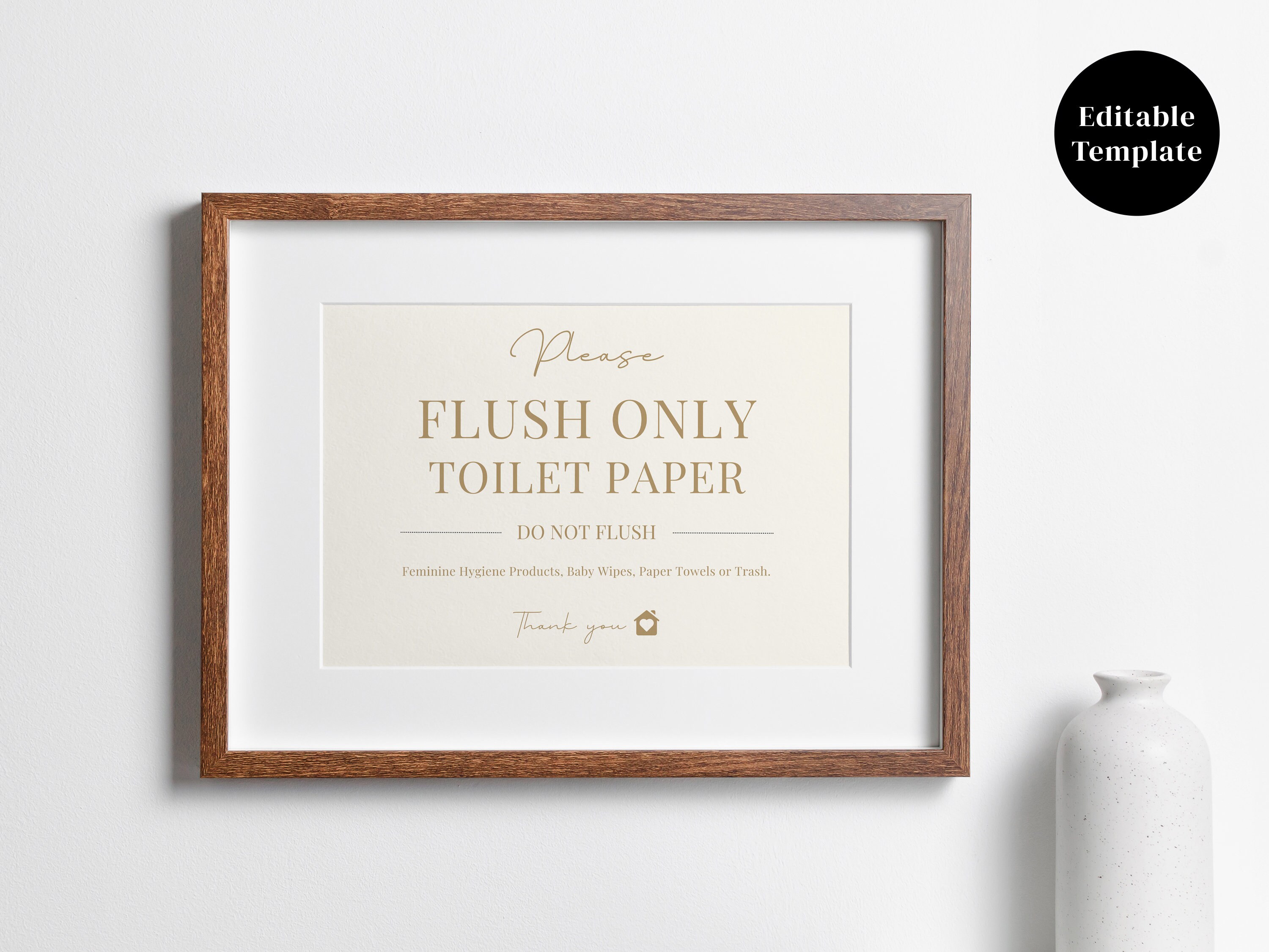 Flush Only Toilet Paper Bathroom Sign, Vacation Rental Printable ...