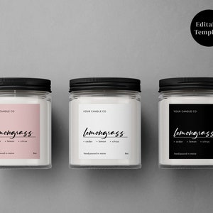 Modern Script Candle Label Template, Printable Jar Label, DIY Product Label, Customizable Label, Canva Template, Instant Download