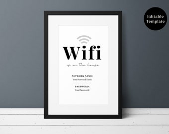 Modelo de placa de Wi-Fi do Airbnb: Aluguel de temporada para impressão (editável no Canva, download instantâneo)