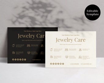 Editable Jewelry Care Card Template with Icons (Canva, Instant Download)