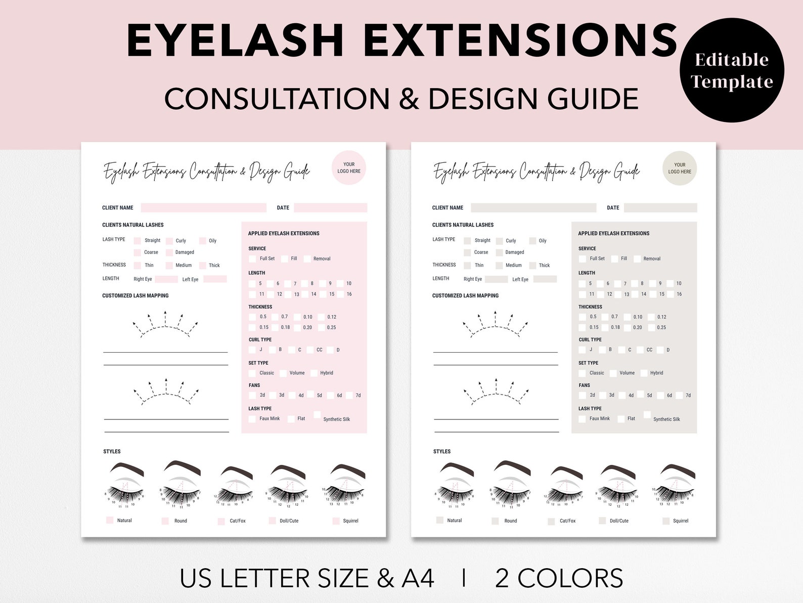 Editable Eyelash Extensions Intake Form, Patch Test Form, Lash Consent ...