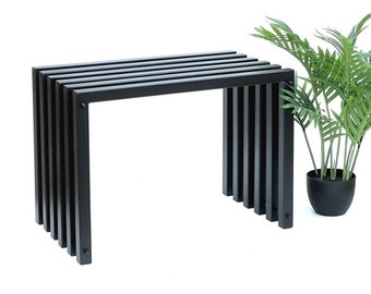 DanDiBo Tabouret en métal Noir Banc Solide résistant aux intempéries 60 cm Tabouret 96447 Banc Moderne Tabouret à lattes