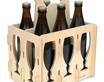 DanDiBo porte-bière en bois 6 bouteilles porte-bouteilles 96141 panier à bouteilles sac à main pour homme bière