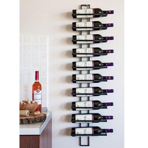 Weinregal Flaschenregal Metall Schwarz Wand Dies 116 cm für 10 Flaschen Flaschenständer Flaschenhalter