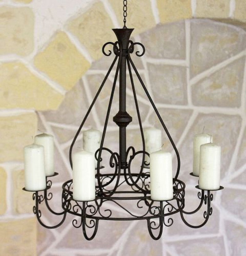 Lustre 101318 bougeoir D-60 cm chandelier suspendu en métal image 1