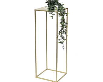 DanDiBo 96406 Tabouret à fleurs en métal doré carré L 82 cm Support à fleurs Table d'appoint Colonne de fleurs Support pour plantes moderne Tabouret pour plantes