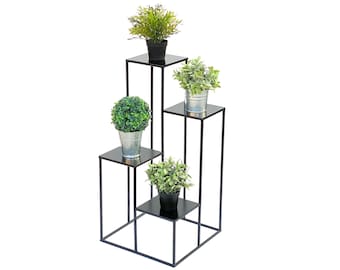 DanDiBo Blumentreppe Metall Schwarz 82 cm Pflanzentreppe Blumenständer 435 Blumensäule Modern Pflanzenständer Blumenhocker