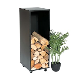 DanDiBo Firewood Rack Indoor Metal Black Firewood Stand 85 cm with Wheels 96359 Firewood Trolley Wood Basket Firewood Holder Wood Rack