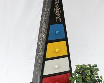Cargo Loft Pyramid Celtic Commode colorée de 80 cm avec 4 tiroirs en bois