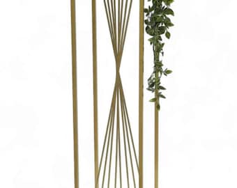 DanDiBo Blumenhocker Metall Gold Eckig 100 cm Blumenständer Beistelltisch 96567 Blumensäule Design Modern Pflanzenständer Pflanzenhocker