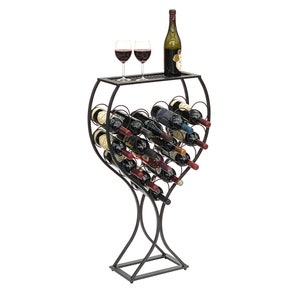 DanDiBo wine rack wine glass design metal black bottle rack standing 100 cm 96211 for 15 bottles wrought iron