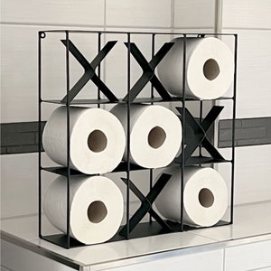 DanDiBo Toilet Paper Holder Black Metal TicTacToe 96418 Toilet Paper Holder Wall WC Spare Roll Holder Wall Mounted Paper Holder