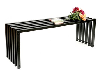 DanDiBo Gartenbank Metall Massiv Wetterfest Schwarz 120 cm Sitzbank Modern 96205 Parkbank Eisen Blumenbank