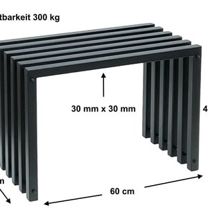 DanDiBo Stool Metal Black Bench Solid Weatherproof 60 cm Stool 96447 Ela Modern Bench Slatted Stool