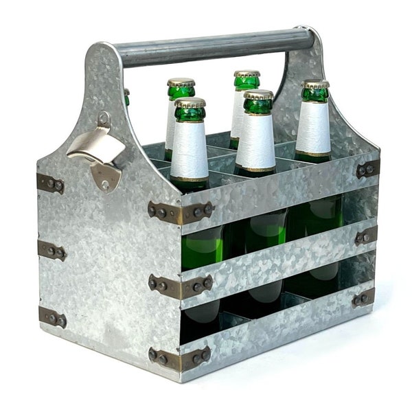 DanDiBo porte-bière en métal avec ouvre-bouteille 96403 porte-bouteille 6 bouteilles ouvre-bouteille panier de bouteille sac à main pour homme cadeaux pour homme