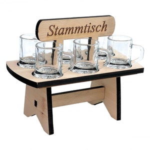 Schnaps board 20 cm with engraving regulars' table with 6 glasses Schnaps bar Schnaps strip Schnaps round serving tray