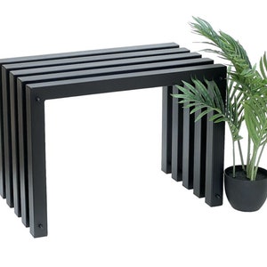 DanDiBo Stool Metal Black Seat Bench Solid Weatherproof 60 cm Stool 96446 Ida Modern Bench Slatted Stool