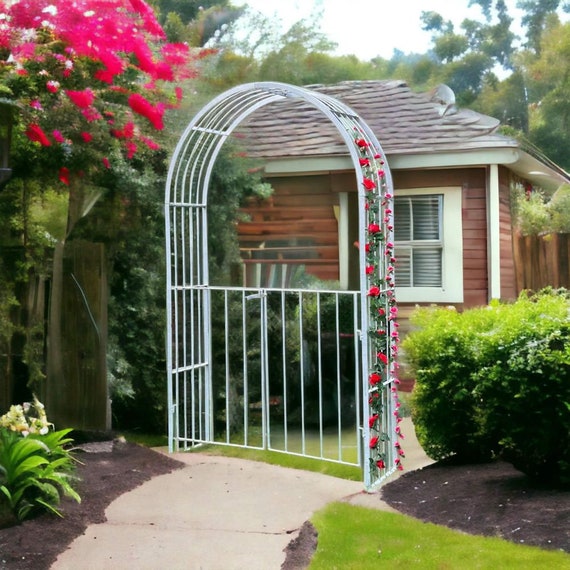 Arco Per Rose In Ferro Zincato - 232x140 Cm, Resistente Alle Intemperie, Per Giardino Elegante - Foto 8