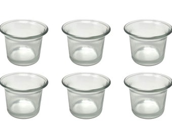 6x verres à bougie chauffe-plat en verre photophore en verre transparent courbé de 4,5 cm de haut bougeoir