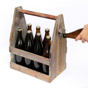 Beer carrier with bottle opener 5087 Wooden beer crate 38 cm bottle carrier