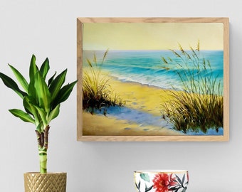 Beach painting original, Serene artwork, Seascape print, Beach house decor, Coastal wall art