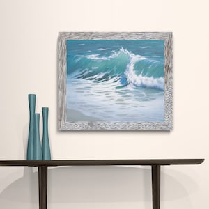 Stampa artistica di onde turchesi, onde dell&#39;oceano, onde del mare, arte murale costiera
