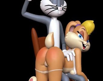 Cartoon bunny spanking bunny resin figure  17cm base  ready to paint 3d printed kit