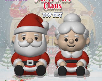 3D Printed Santa and Mrs Claus 3 different sizes to pick from Gift Bauble decor 2 versions