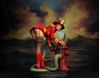 Firefighter Pin-up  Figure approx 22cm tall Resin Printed on 12k machine Kit form