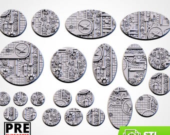 Bases STEAM PUNK 28mm 32mm 40mm tabletop resin printed