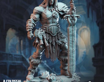 Oovur - Colossal Wastewalker Barbarian Designed by DM Stash  Proxy minitures 32mm or 75mm scale Tabletop RPG Wargaming printed in one part