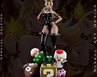 Bowsette Figure 23cm tall figure  plus base 3D printed in Abs resin Kit Form