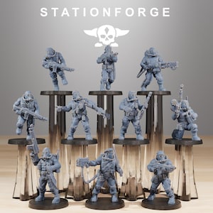Station Forge GrimGuard Jungle Fighters 3d printed proxie Wargames Gift for Him/Her Tabletop 25mm/28mm/32mm