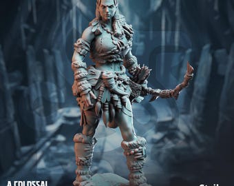 Strika - Ranger of the Frozen Wastes Designed by DM Stash  Proxy minitures 32mm or 75mm scale Tabletop RPG Wargaming printed in one part