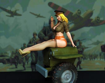 Naughty Army pin up fanart  resin figure  approx 22cm tall  paint yourself kit