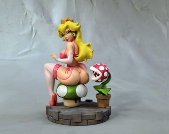 Princess sitting on a mushroon Peachy  resin figure  approx 17cm tall  ready to paint 3d printed kit