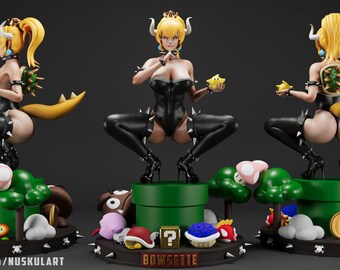 Bowsette 3 different sizes to choose from  plus base 3D printed in Abs resin Kit Form