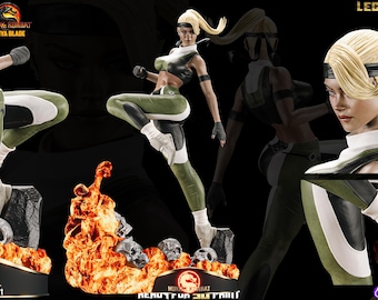 Sonya Blade 23cm tall figure  plus base 3D printed in Abs resin Kit Form