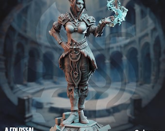 Calanar - Half Elf Psionic Agent Designed by DM Stash  Proxy minitures 32mm or 75mm scale Tabletop RPG Wargaming printed in one part